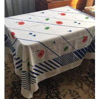 Vintage Tischdecke Leinen Flachs Quadrat Gestreift Blau Weiß Blumen Mohn Kamille Und Kornblumen Muster Altes Neues Lager Sommer Dekor Geschenk Vintage Tischdecke Leinen Flachs Quadrat Gestreift Blau Weiß Blumen Mohn Kamille Und Kornblumen Muster Altes Neues Lager Sommer Dekor Geschenk von Ukrainevintage