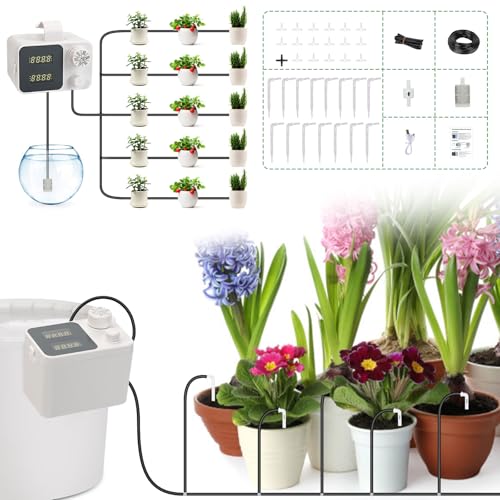 Garten BewässerungsSystem,Garten Bewässerung Kit,20m Automatische bewässerung DIY -Bewässerungssystem mit einstellbarer Sprühdüse,Gartenbewässerung für Landschaft, Gewächshaus,Flower Bed von Ulable