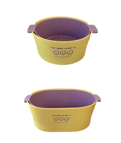 2 PCS Küche Washbas Lebensmittel Sieb Abfluss Korb Rotierenden Abtropffläche Doppelschicht Becken Gemüse Obst Waschen Sieb von Ulalaza