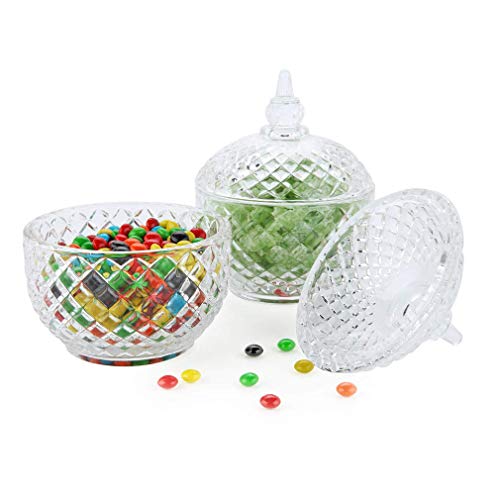 2 Stück Glas Candy Jar mit Deckel dekorative Candy Bowl Kristall abgedeckt Vorratsglas von Ulalaza