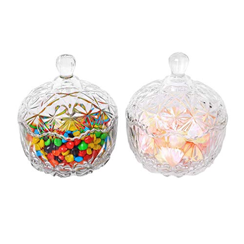 2 Stück Glas Candy Jar mit Deckel dekorative Candy Bowl Kristall abgedeckt Vorratsglas von Ulalaza
