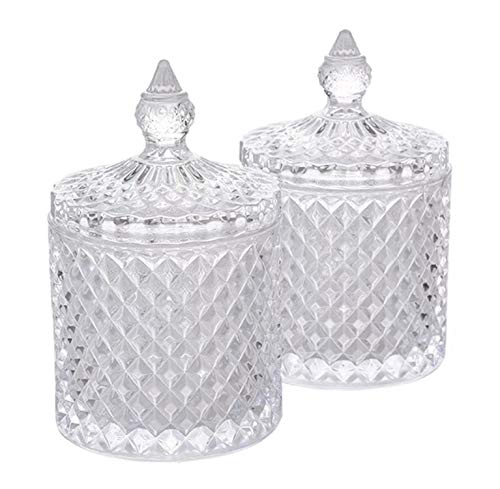 2 Stück Glas Candy Jar mit Deckel dekorative Candy Bowl Kristall abgedeckt Vorratsglas von Ulalaza