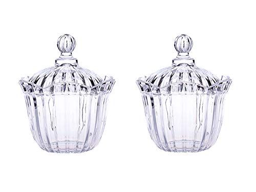 2 Stück Glas Candy Jar mit Deckel dekorative Candy Bowl Kristall abgedeckt Vorratsglas von Ulalaza