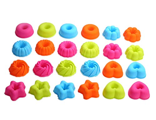 24PCS Silikon Backbecher Antihaft Cupcake Donuts Muffinformen Gebäck Liner Küchenbedarf von Ulalaza