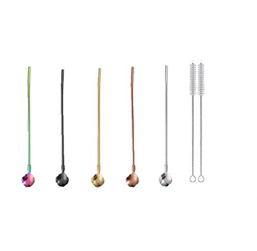 5PCS Metalllöffel Strohhalme Trinklöffel mit 2 Reinigungsbürsten 8,7 ”Wiederverwendbarer Barlöffel Strohhalm für Eiskaffee Gefrorenes Getränk Milchshake Smoothies Sundaes Cocktail Mixen Rühren 5PCS Metalllöffel Strohhalme Trinklöffel mit 2 Reinigungsbürsten 8,7 ”Wiederverwendbarer Barlöffel Strohhalm für Eiskaffee Gefrorenes Getränk Milchshake Smoothies Sundaes Cocktail Mixen Rühren von Ulalaza