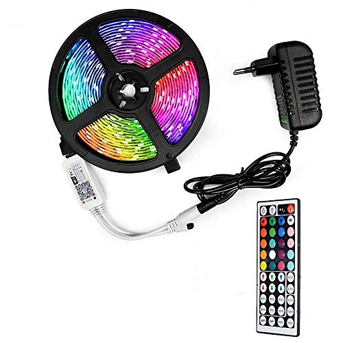 Smart LED-Streifenleuchten Farbwechsel 16,4 Fuß / 5M Flexible 5050 RGB LED-Leuchten Kit mit Fernbedienung Einfache Installation für TV-Hintergrundbeleuchtung Schlafzimmer Mehrfarben Dekoration von Ulalaza