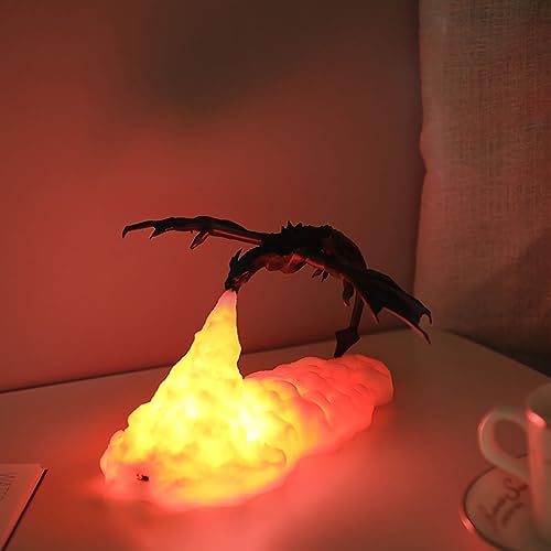 Ulalaza Feuerdrachenlampe, Eisdrachenlampe, 3D-Druck, Nachtlampe, Mondlampe mit USB-Geschenk, geeignet für die Dekoration von Schlafzimmer von Ulalaza