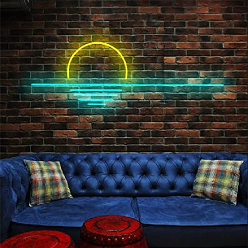 Ulalaza LED dekoratives Licht USB-Schnittstelle Berg Sonnenaufgang Sonnenuntergang LED Neonlicht Dekoration Home Art Wand Helligkeit einstellbar 40x24cm von Ulalaza