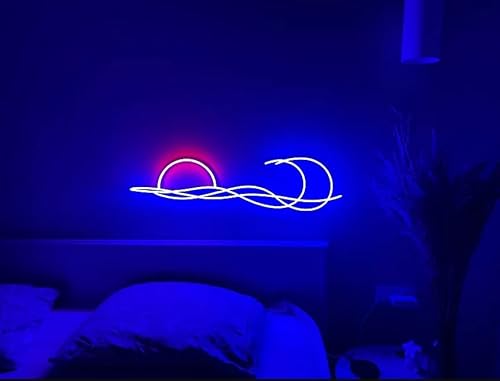 Ulalaza LED dekoratives Licht USB-Schnittstelle Berg Sonnenaufgang Sonnenuntergang LED Neonlicht Dekoration Home Art Wand Helligkeit einstellbar 42x24cm von Ulalaza