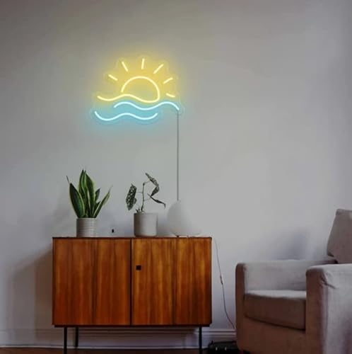 Ulalaza LED dekoratives Licht USB-Schnittstelle Berg Sonnenaufgang Sonnenuntergang LED Neonlicht Dekoration Home Art Wand Helligkeit einstellbar 40x38cm von Ulalaza