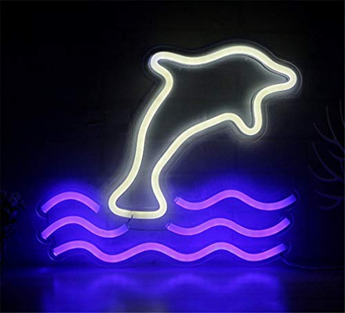 Ulalaza Neonlicht Zeichen LED Dolphin Nachtlichter USB-betrieben dekorative Festzelt Zeichen Bar Pub Store Club Garage Home Party Dekor von Ulalaza