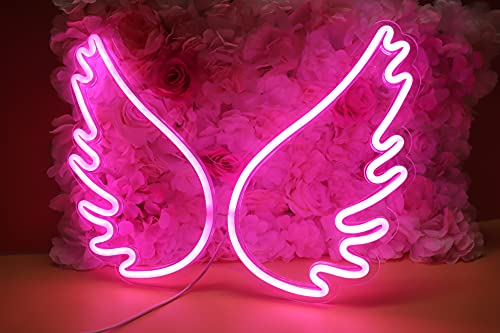 Ulalaza Neonlicht Zeichen LED Nachtlichter USB-betrieben dekorative Festzelt Zeichen Bar Pub Store Club Garage Home Party Dekor (Angel Wing pink) von Ulalaza