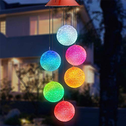 Ulalaza Solar Windspiel Outdoor LED Farbwechsel Solarleuchten Romantisches Dekor für Patio Garden Yard Home von Ulalaza