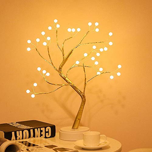 Ulalaza Starry Copper String Tree Branch Lampe LED Batteriebetrieben oder USB-Versorgung Warmes Draht Nachtlicht mit Touch-Schalter für Home Room Decor von Ulalaza