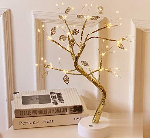 Ulalaza Starry Copper String Tree Branch Lampe LED Batteriebetrieben oder USB-Versorgung Warmes Draht Nachtlicht mit Touch-Schalter für Home Room Decor von Ulalaza