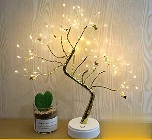 Ulalaza Starry Copper String Tree Branch Lampe LED Batteriebetrieben oder USB-Versorgung Warmes Draht Nachtlicht mit Touch-Schalter für Home Room Decor von Ulalaza