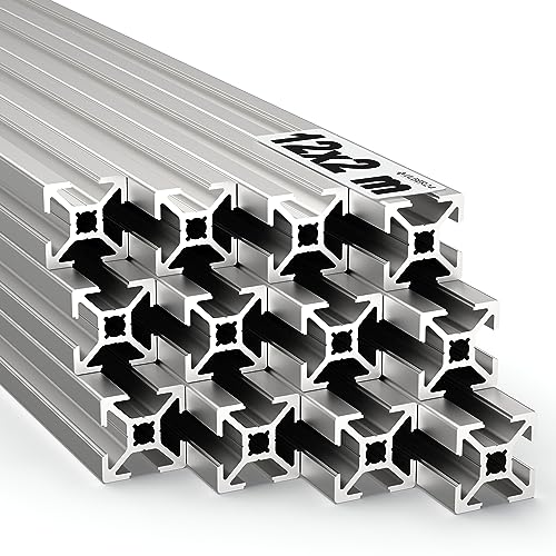 Ulber24- Aluprofil 20x20 Typ B Nut6,12x2m=24m Aluminium- Konstruktion- Montage- System- 2020 Alu Schiene Stecksystem Vierkant Profil B-Typ Nut 6 Eloxiert von Ulber24