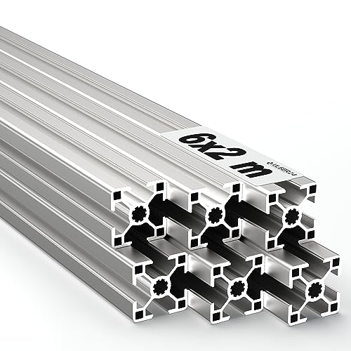 Ulber24- Aluprofil 30x30 Nut8 Typ-B,6x2m=12m Aluminium Konstruktion- Montage- System- 3030 Alu Schiene Stecksystem Vierkant Profil B-Typ Nut 8 Winkel Aluprofil 30x30 von Ulber24