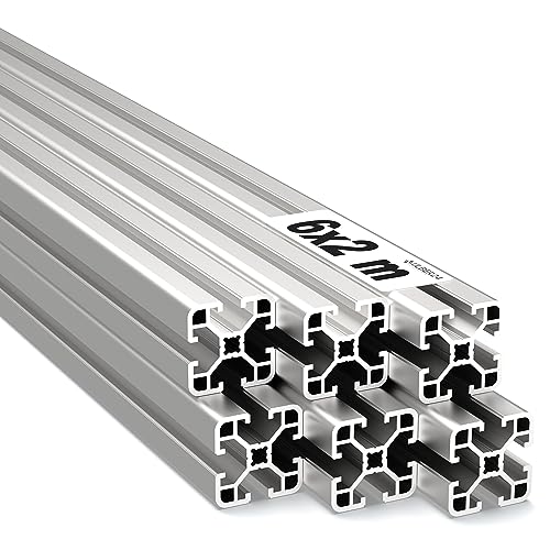 Ulber24- Aluprofil 40x40 Nut8 Typ-I,6x2m=12m Aluminium- Konstruktion- Montage- System- 4040 Alu Schiene Stecksystem Vierkant Profil I-Typ Nut 8 Endkappe Winkel von Ulber24