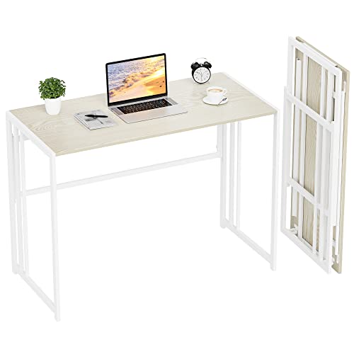 Ulifance Computer-Schreibtisch, zusammenklappbar, für Zuhause, Büro, keine Montage, Schreibtisch, Beige von Ulifance