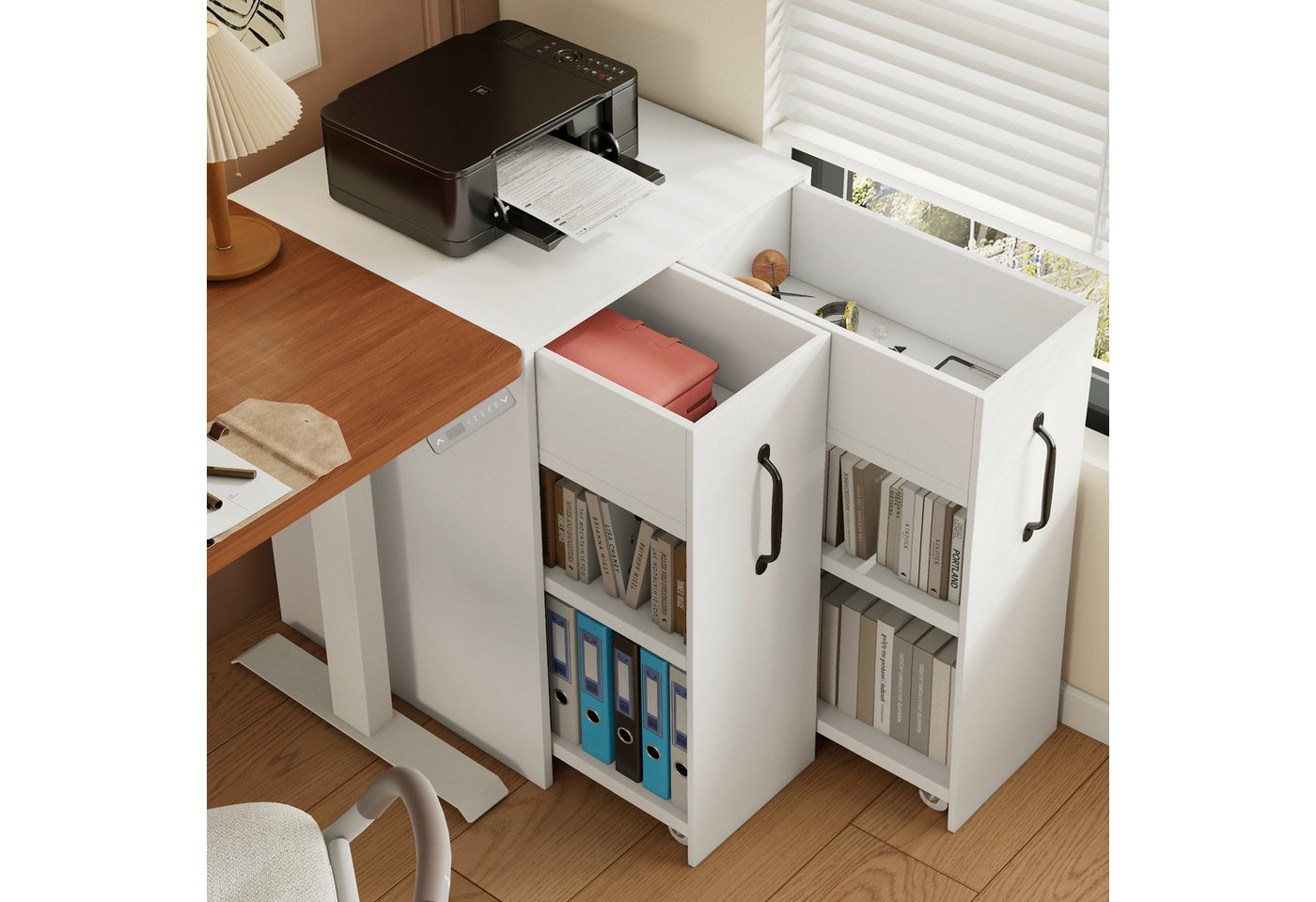 Ulife Aktenschrank auf Rollen 52x50x75 cm, mit Fächern und Schubladen, Mehrzweckschrank (1-St) Büroschrank, Sofa-Beistellschrank, Nachttisch von Ulife