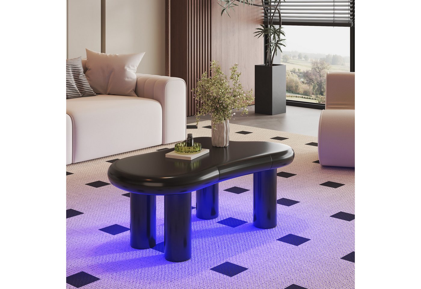 Ulife Couchtisch in Wolkenform, mit 16-Farb-LED & Schublade, 98x65,5x40cm (1-St), Satztisch, Wohnzimmertisch, Beistelltisch Sofatisch, Cloud-Design von Ulife