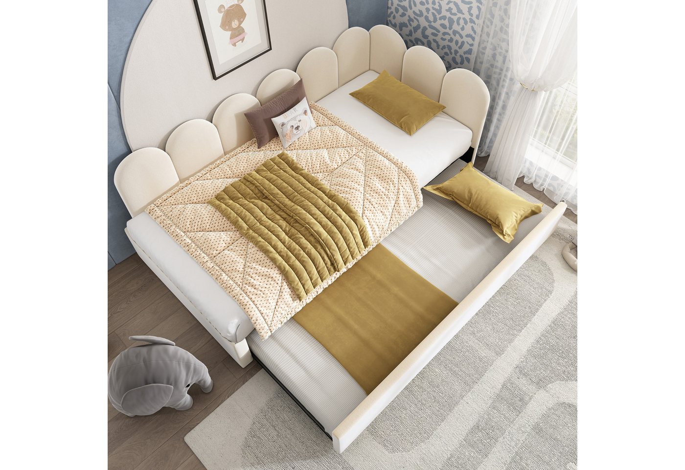 Ulife Daybett 90x200cm mit Ausziehbett 90x190cm, Samt Polsterbett Tagesbett Kinderbett Schlafsofa mit Lattenrost Ulife Daybett 90x200cm mit Ausziehbett 90x190cm, Samt Polsterbett Tagesbett Kinderbett Schlafsofa mit Lattenrost von Ulife