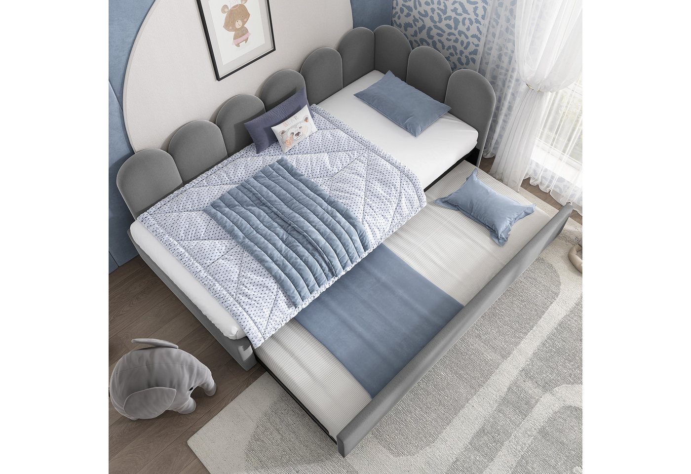 Ulife Daybett 90x200cm mit Ausziehbett 90x190cm, Samt Polsterbett Tagesbett Kinderbett Schlafsofa mit Lattenrost Ulife Daybett 90x200cm mit Ausziehbett 90x190cm, Samt Polsterbett Tagesbett Kinderbett Schlafsofa mit Lattenrost von Ulife