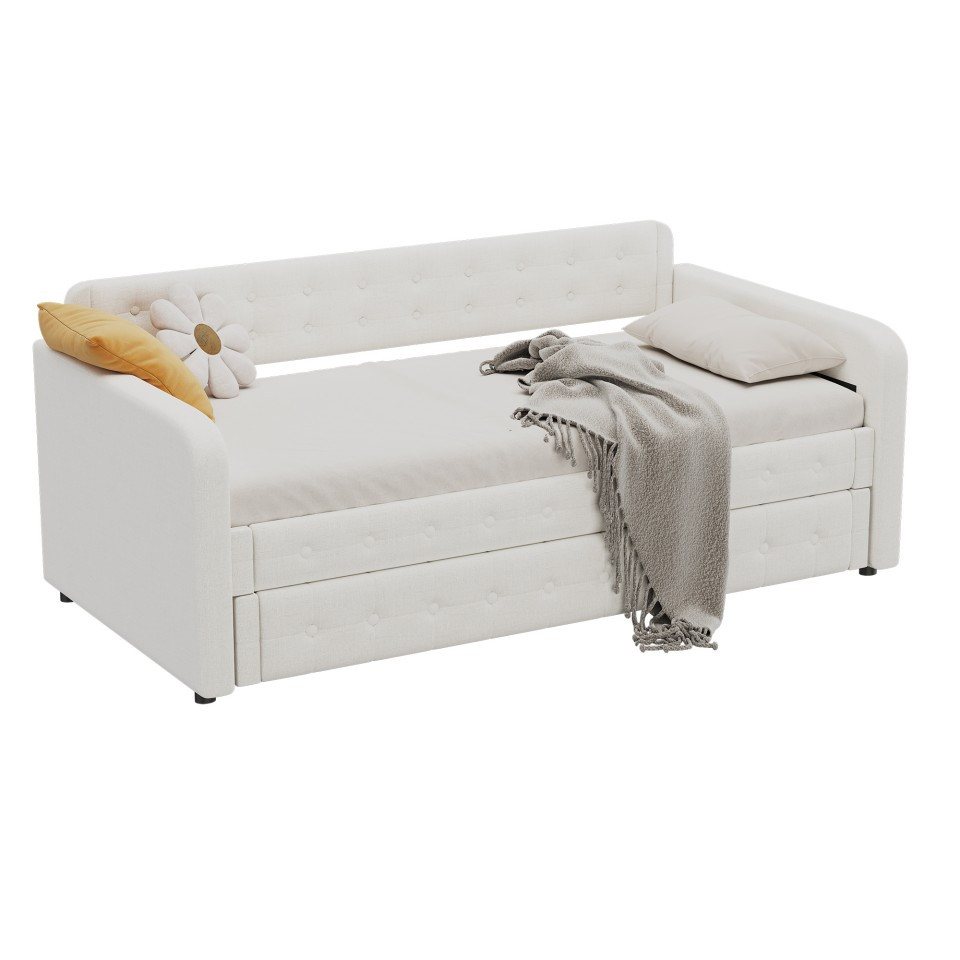 Ulife Daybett Polsterbett Sofabett Tagesbett, mit ausziehbares Rollbett,90*200cm, 90x190cm von Ulife