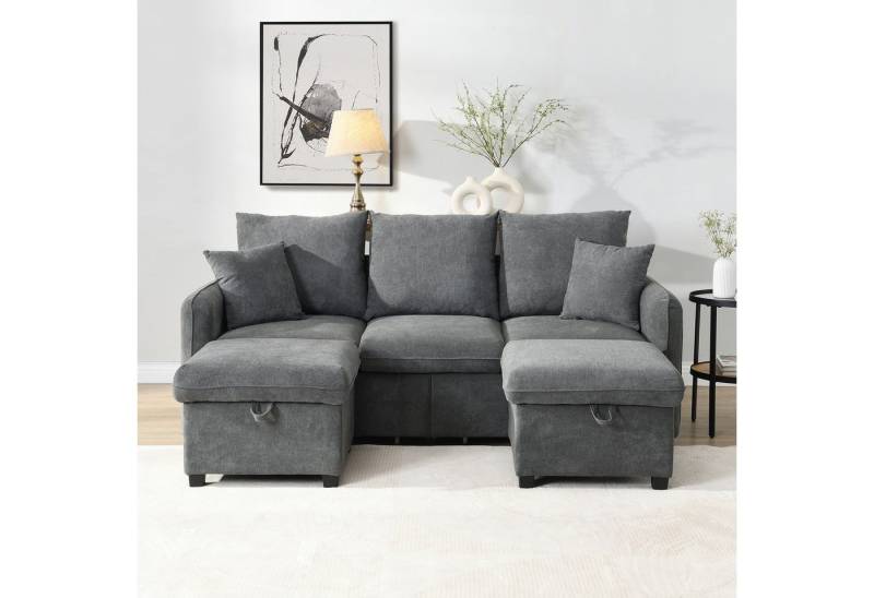 Ulife Ecksofa mit Schlaffunktion U-Form-Dreisitzer Polster-Sofa,Wohnzimmer, modular zerlegbares Sofa-Set 3 Teile, Inklusive Schubladen + Hocker mit Staufach Ulife Ecksofa mit Schlaffunktion U-Form-Dreisitzer Polster-Sofa,Wohnzimmer, modular zerlegbares Sofa-Set 3 Teile, Inklusive Schubladen + Hocker mit Staufach von Ulife
