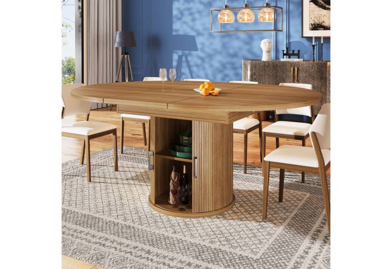 Ulife Esstisch Esszimmertisch, Küchentisch, Balkontisch, ausziehbare Tischplatte (1-St), Rund bis Oval 118-158 cm, Platz für bis zu 6 Personen von Ulife