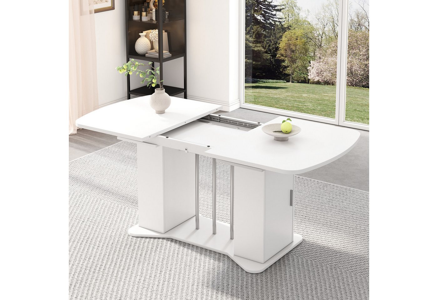 Ulife Esstisch für 4–6 Personen, ausziehbarer Küchentisch 120/160 x 80 cm, multifunktionaler Wohnzimmertisch mit Stauraum von Ulife