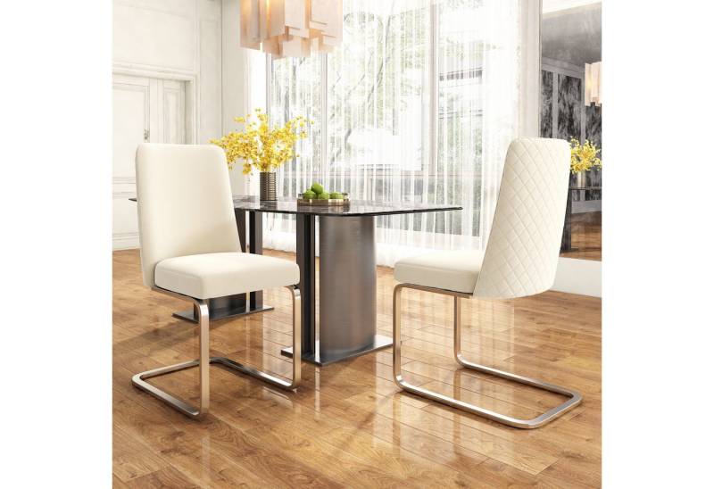 Ulife Esszimmerstuhl Polsterstuhl, Schwingstühle, Lounge-Sessel, mit Metall-Stützbeinen (2 St), Diamant-Rücken-Design, Samt von Ulife