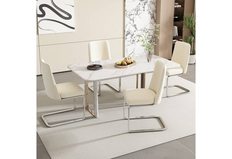 Ulife Esszimmerstuhl Polsterstuhl, Schwingstühle, Lounge-Sessel, mit Metall-Stützbeinen (4 St), Diamant-Rücken-Design, Samt von Ulife