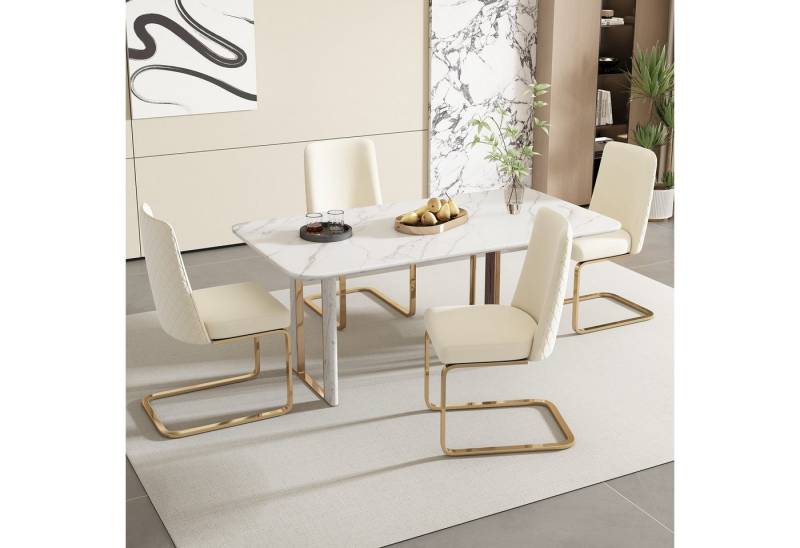 Ulife Esszimmerstuhl Polsterstuhl, Schwingstühle, Lounge-Sessel, mit Metall-Stützbeinen (4 St), Diamant-Rücken-Design, Samt von Ulife