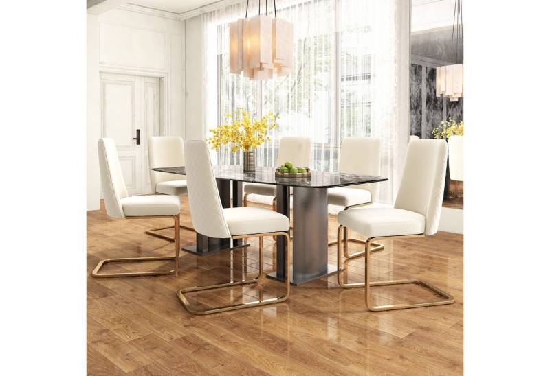 Ulife Esszimmerstuhl Polsterstuhl, Schwingstühle, Lounge-Sessel, mit Metall-Stützbeinen (6 St), Diamant-Rücken-Design, Samt von Ulife
