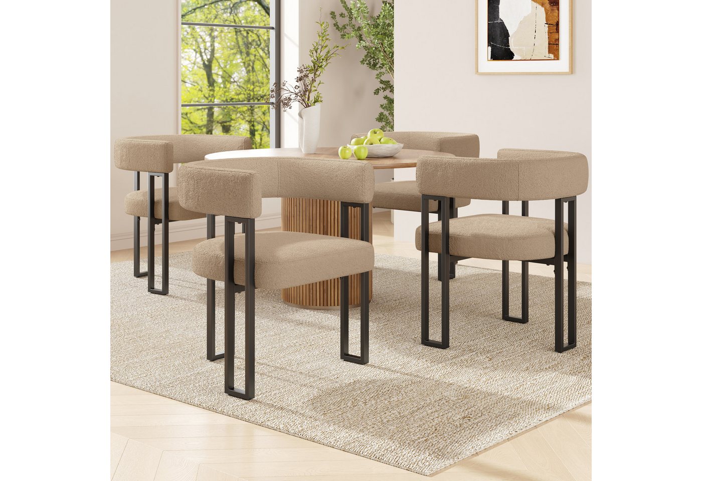 Ulife Esszimmerstuhl Schminkstuhl, Luxusstuhl, Freizeitstuhl (4 St), Ergonomische Rückenlehne, Verstellbare Stützfüße von Ulife