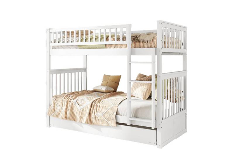 Ulife Etagenbett Kinderbett Dreierbett Hochbett mit Ausziehbett, 90 x 200cm/90 x 190cm von Ulife