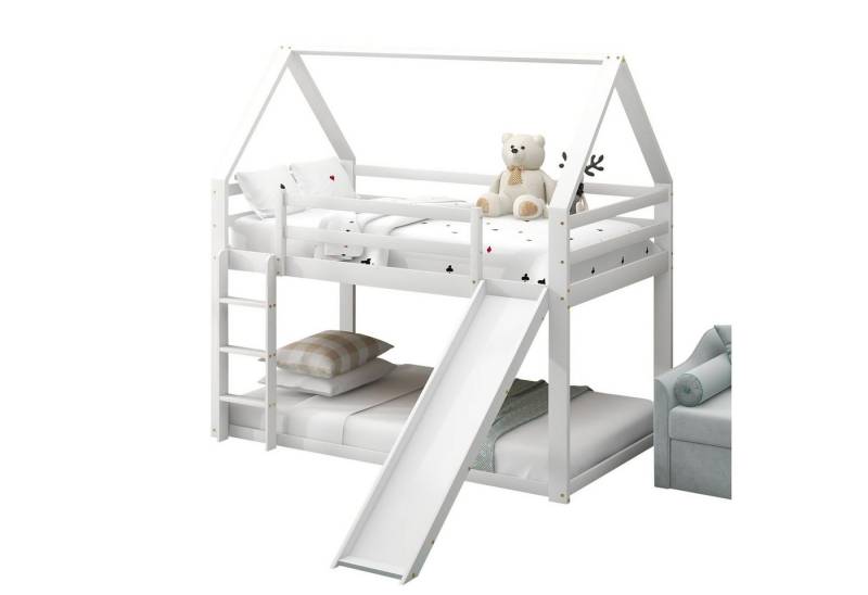 Ulife Etagenbett Kinderbett Hausbett mit Rutsche und Leiter, Hochbett Stockbett von Ulife