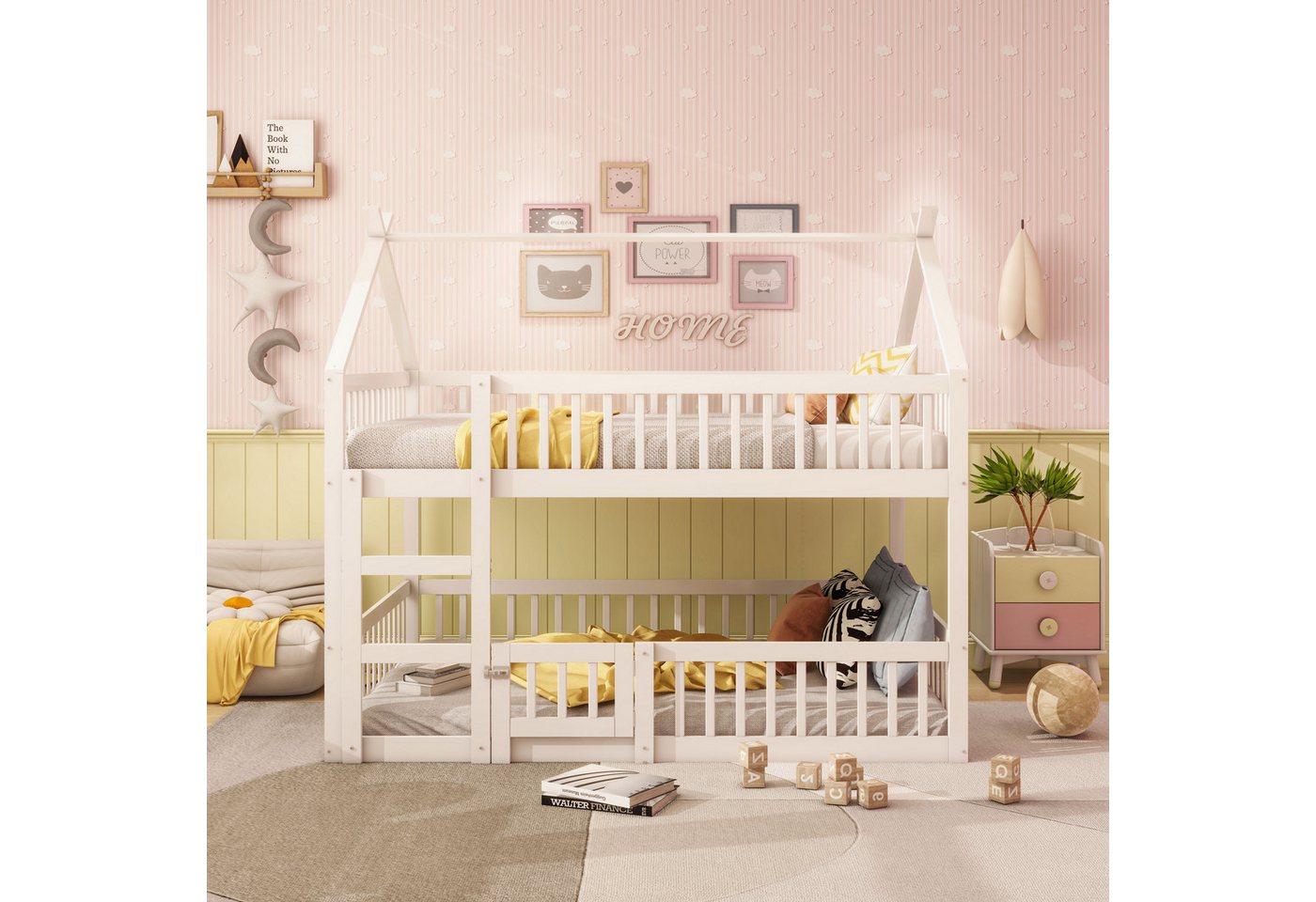 Ulife Etagenbett Kinderbett Jugendbett Kinder-Familienbett mit Treppe, Loft Design, Massivholz-Etagenbett-Rahmen,140x200cm Ulife Etagenbett Kinderbett Jugendbett Kinder-Familienbett mit Treppe, Loft Design, Massivholz-Etagenbett-Rahmen,140x200cm von Ulife