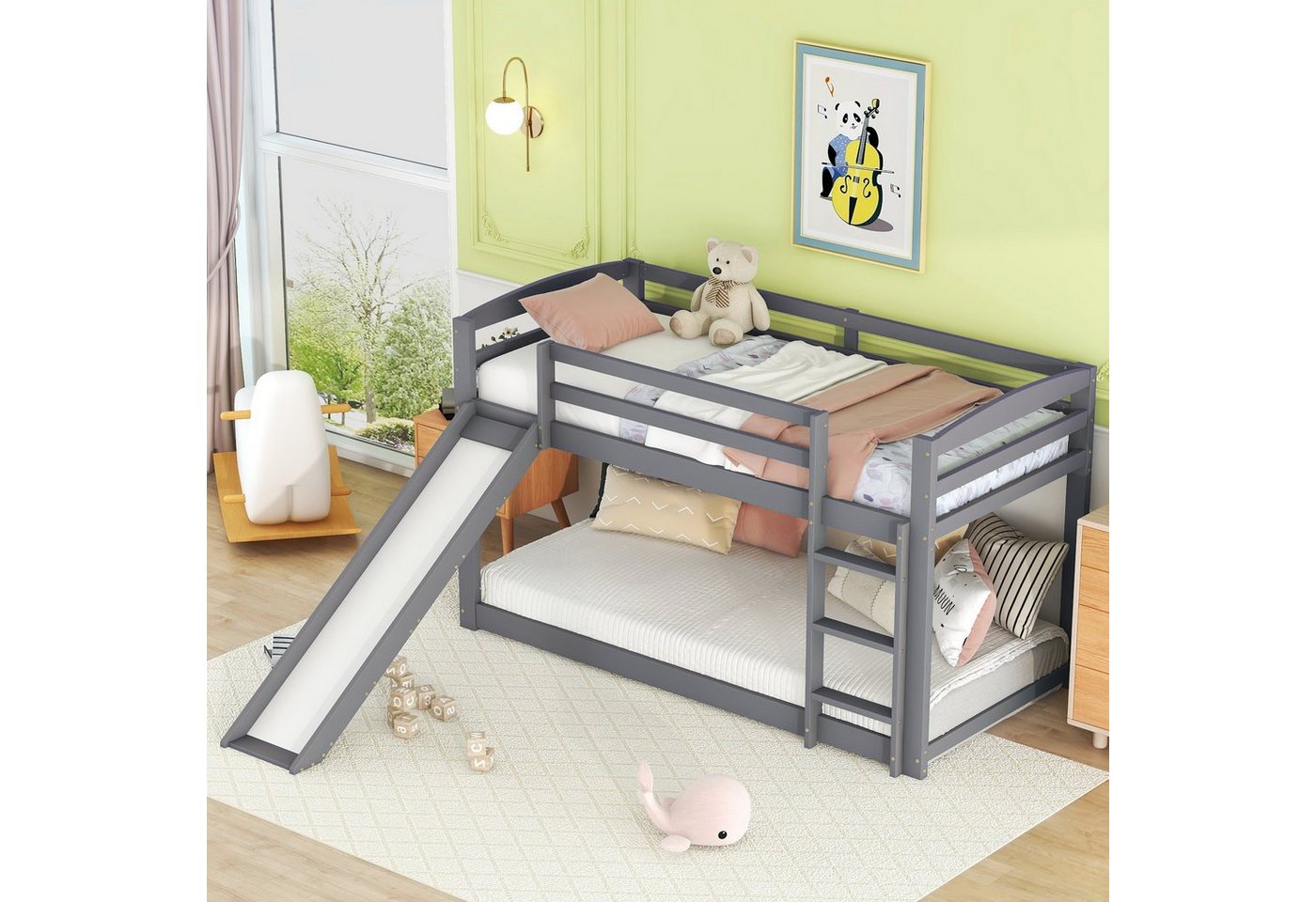 Ulife Etagenbett Kinderbett Jugendbett Rahmen aus Kiefer, einfache Montage, 90x200cm von Ulife