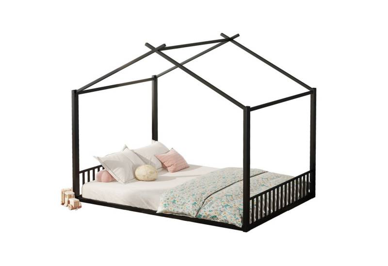Ulife Hausbett Metallbett Flachbett Kinderbett mit Lattenrost (Ohne Matratze, 1-tlg., Ohne Matratze), 140 X200cm von Ulife