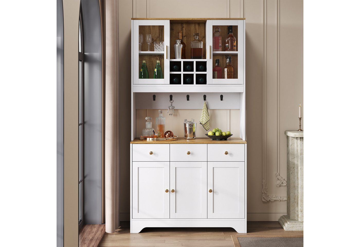 Ulife Hochschrank in Weiß-Holzoptik, modernes Sideboard, 94,5×30×175,5 cm Multifunktional für Wohnzimmer & Essbereich Ulife Hochschrank in Weiß-Holzoptik, modernes Sideboard, 94,5×30×175,5 cm Multifunktional für Wohnzimmer & Essbereich von Ulife