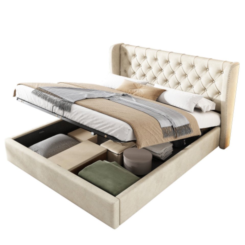 Ulife Polsterbett Doppelbett Funktionsbett mit Lattenrost und Stauraum, Hydraulisches Bett,160 × 200cm,Samt Ulife Polsterbett Doppelbett Funktionsbett mit Lattenrost und Stauraum, Hydraulisches Bett,160 × 200cm,Samt von Ulife