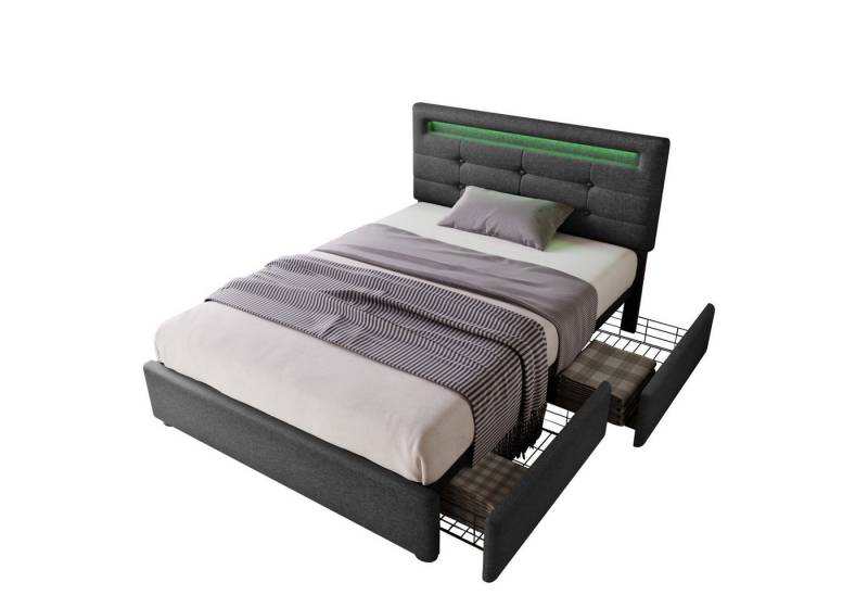 Ulife Polsterbett Doppelbett mit LED-Beleuchtung Höhenverstellbarem Kopfteil, 140x200cm Ulife Polsterbett Doppelbett mit LED-Beleuchtung Höhenverstellbarem Kopfteil, 140x200cm von Ulife