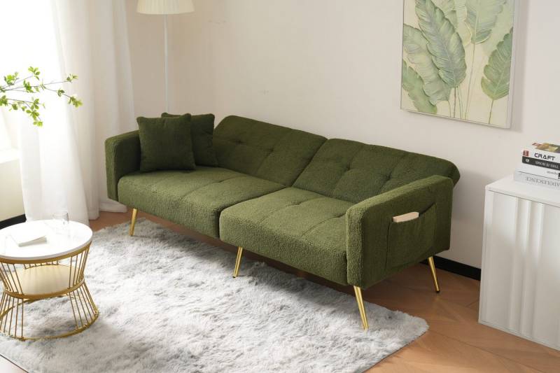 Ulife Schlafsofa mit Winkel, goldenen Beinen, Kissen und seitlichen Taschen, 1 Teile, 175*64*72cm von Ulife