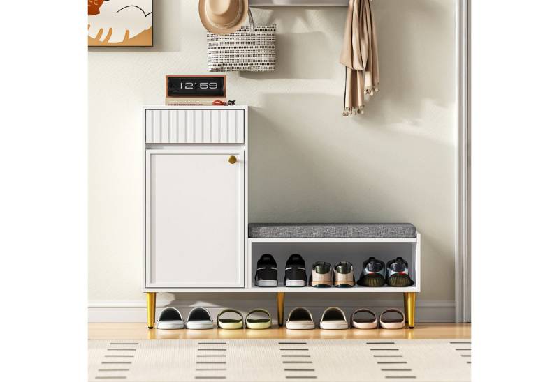 Ulife Schuhschrank mit Sitzbank (1-St) 1 Tür, 1 Schublade, 1 offenes Ablagefach, 100x35x82,2cm von Ulife