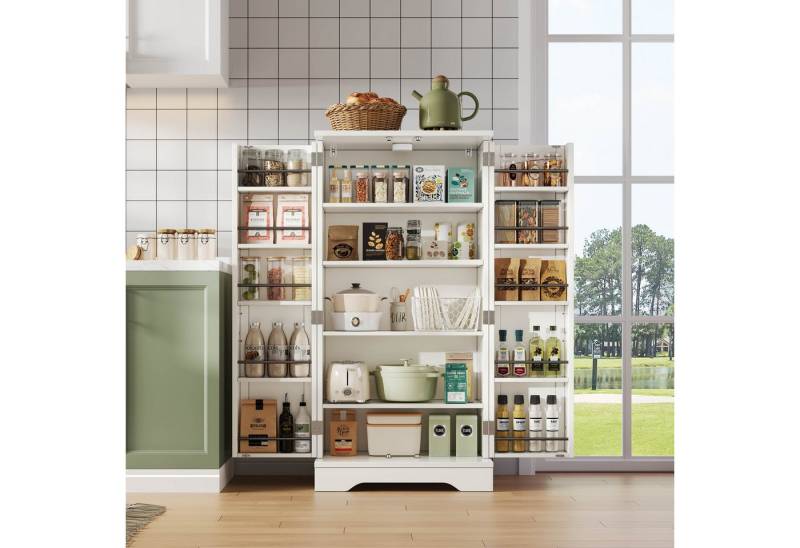 Ulife Stauraumschrank mit LED-Sensorlicht, großer 2-türiger Aufbewahrungsschrank (1-St) mit verstellbaren Regalböden & Türablagen,120x60x40cm von Ulife