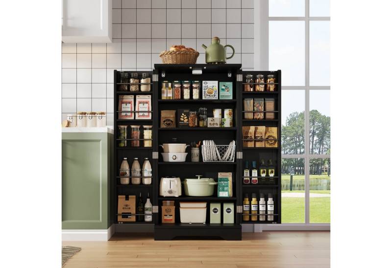 Ulife Stauraumschrank mit LED-Sensorlicht, großer 2-türiger Aufbewahrungsschrank (1-St) mit verstellbaren Regalböden & Türablagen,120x60x40cm von Ulife