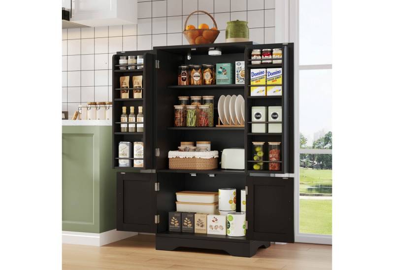 Ulife Stauraumschrank mit LED-Sensorlicht, großer 4-türiger Aufbewahrungsschrank (1-St) mit verstellbaren Regalböden & Türablagen,120x60x40cm von Ulife